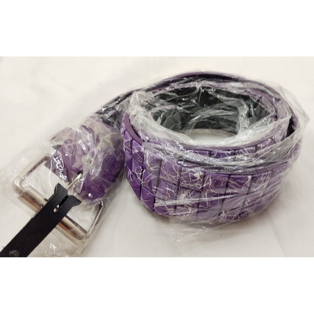Purple Faux Leather Studded Belt White Studs Alt Fashion Trend Adjustable Fit